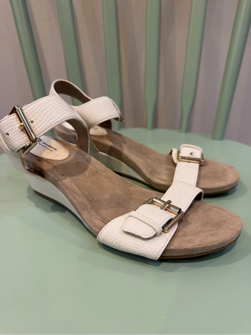 Giani Bernini Bryan’s Memory Foam White Wedge Sandals